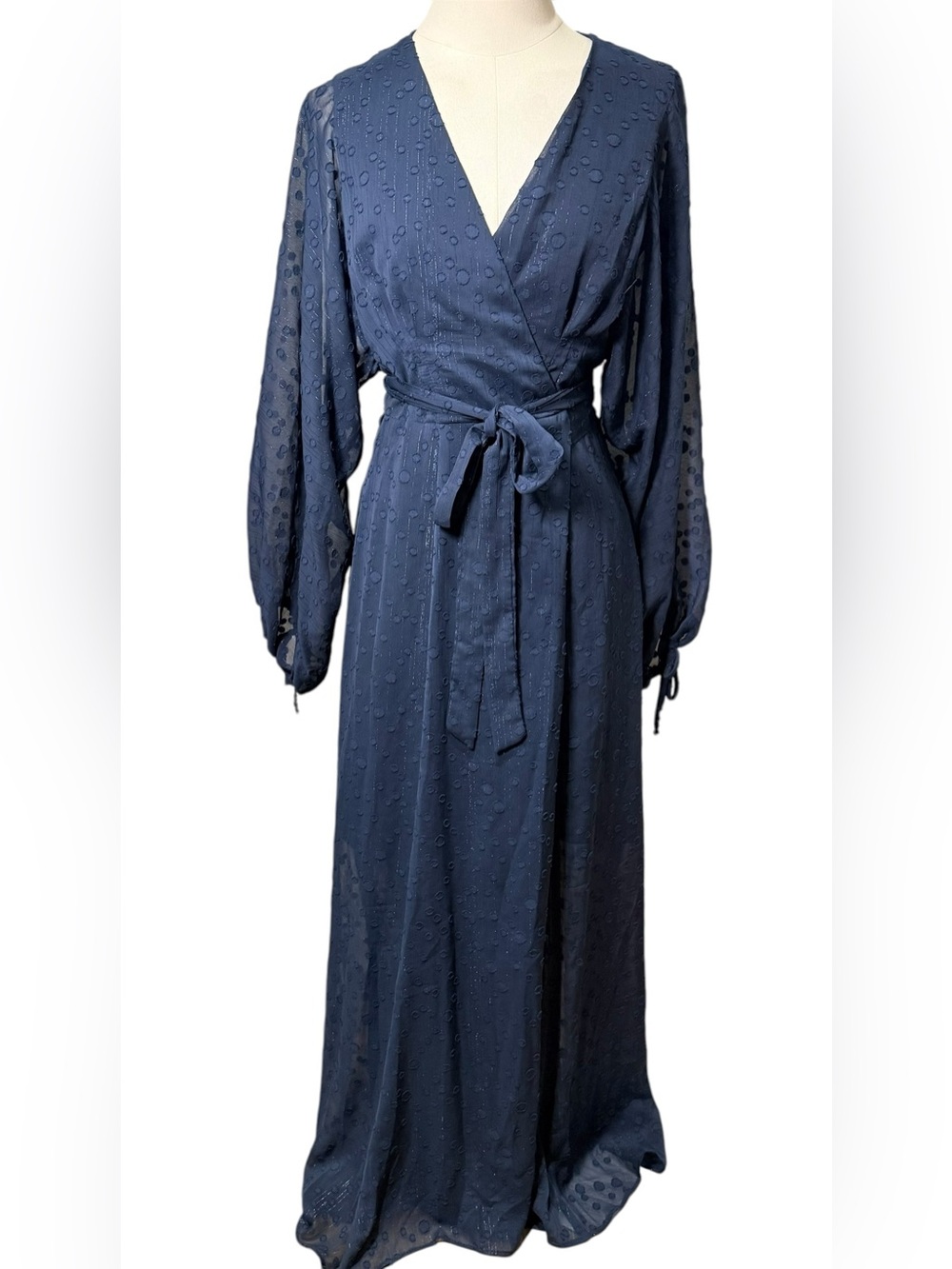 NWT - Hutch Anthropologie Leigh Navy Wrap Maxi Dress Size Small